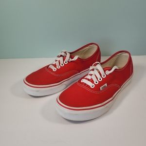 Vans Red and White Authentic Sneakers Low-Top Canvas